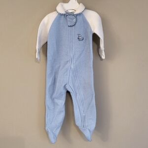Vintage soft blue fleece sleeper/footie